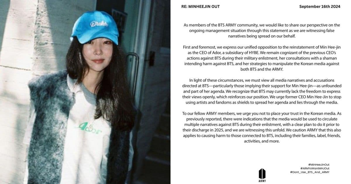 操縱韓媒製造BTS負面輿論！海外ARMY發聲明反對閔熙珍復職！卻激怒韓網：操縱輿論的是HYBE
